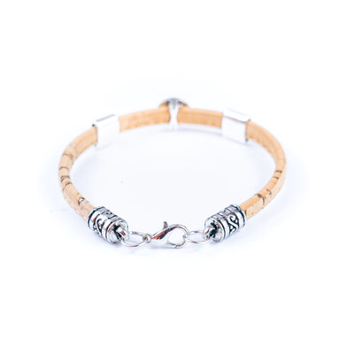 5mm flat Colored cork line and alloy hardware handmade women's bracelet BR-110-MIX-5