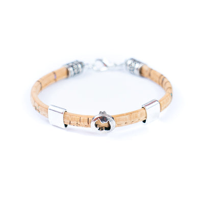 5mm flat Colored cork line and alloy hardware handmade women's bracelet BR-110-MIX-5