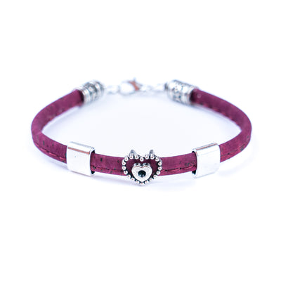 5mm flat Colored cork line and alloy hardware handmade women's bracelet BR-408-MIX-5