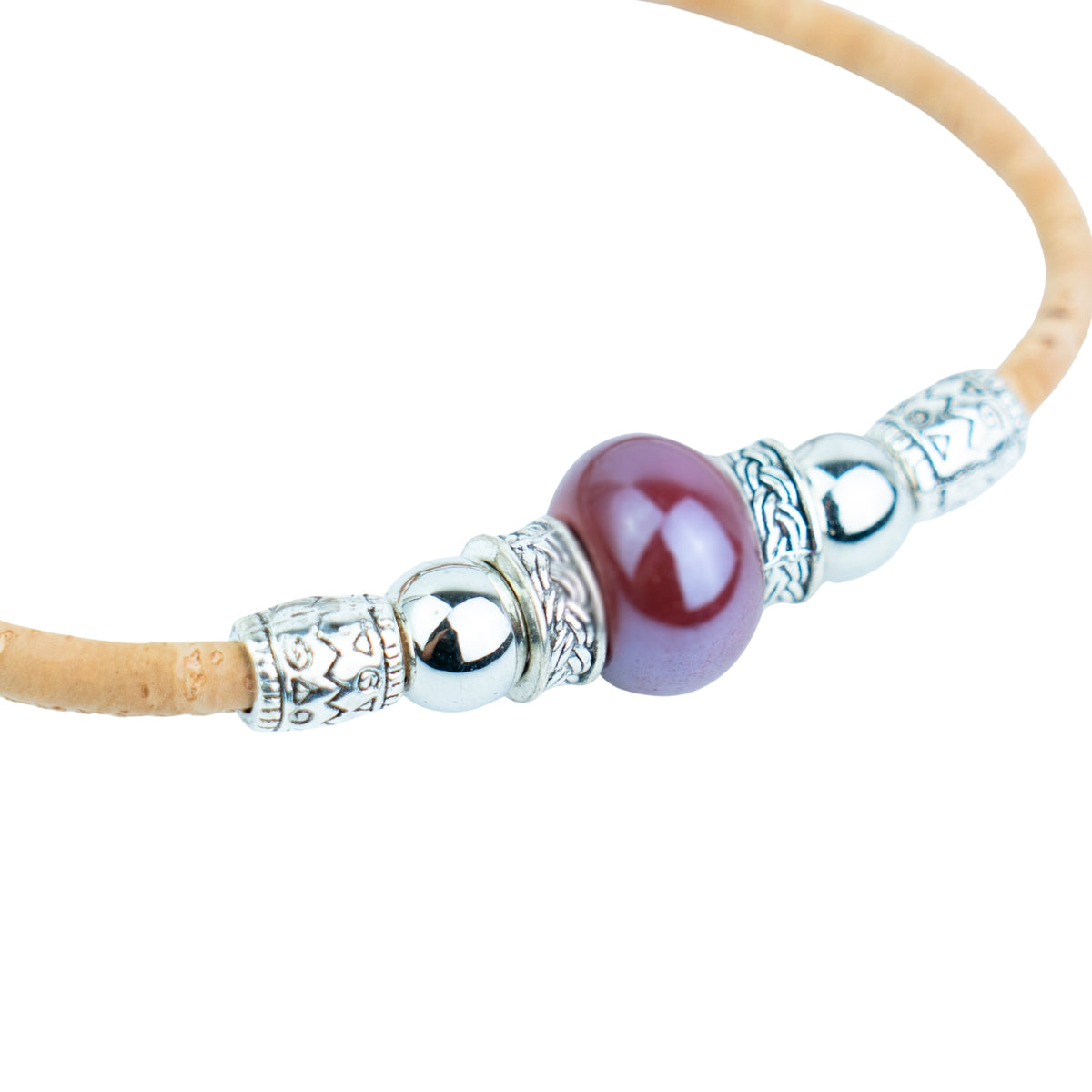 Portuguese Handmade Natural Cork Bracelet with Colorful Beads .BRW-024-MIX-10