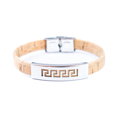 Handmade Unisex Bracelet – 10mm Flat natural Cork Cord with Stainless Steel Hardware DBR-054-MIX-4