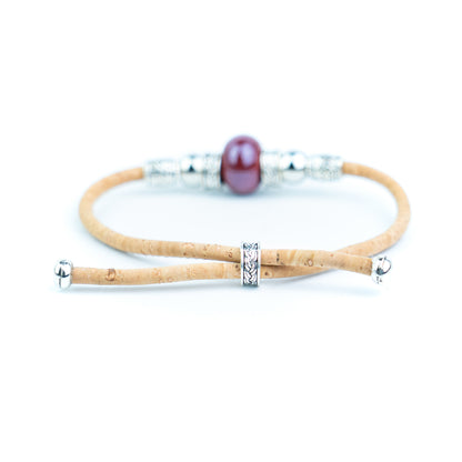 Portuguese Handmade Natural Cork Bracelet with Colorful Beads .BRW-024-MIX-10