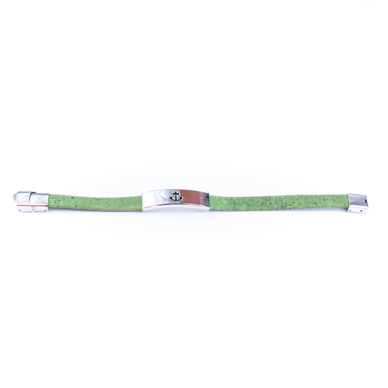 Handmade Unisex Bracelet – 10mm Flat Colored Cork Cord with Stainless Steel Hardware DBR-055-MIX-5