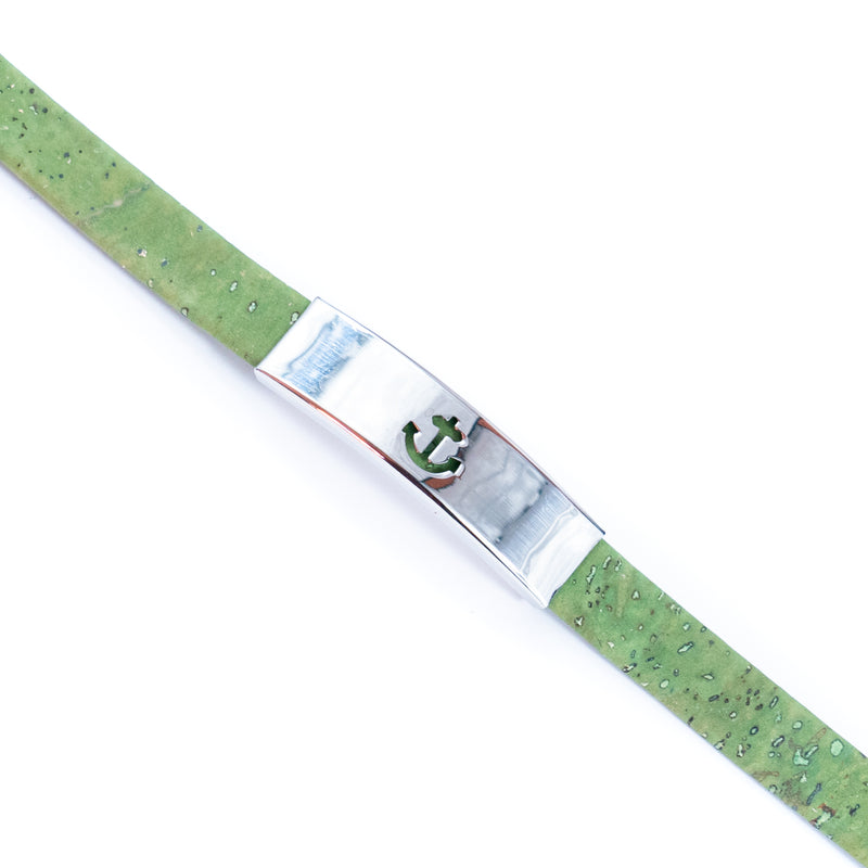 Handmade Unisex Bracelet – 10mm Flat Colored Cork Cord with Stainless Steel Hardware DBR-055-MIX-5
