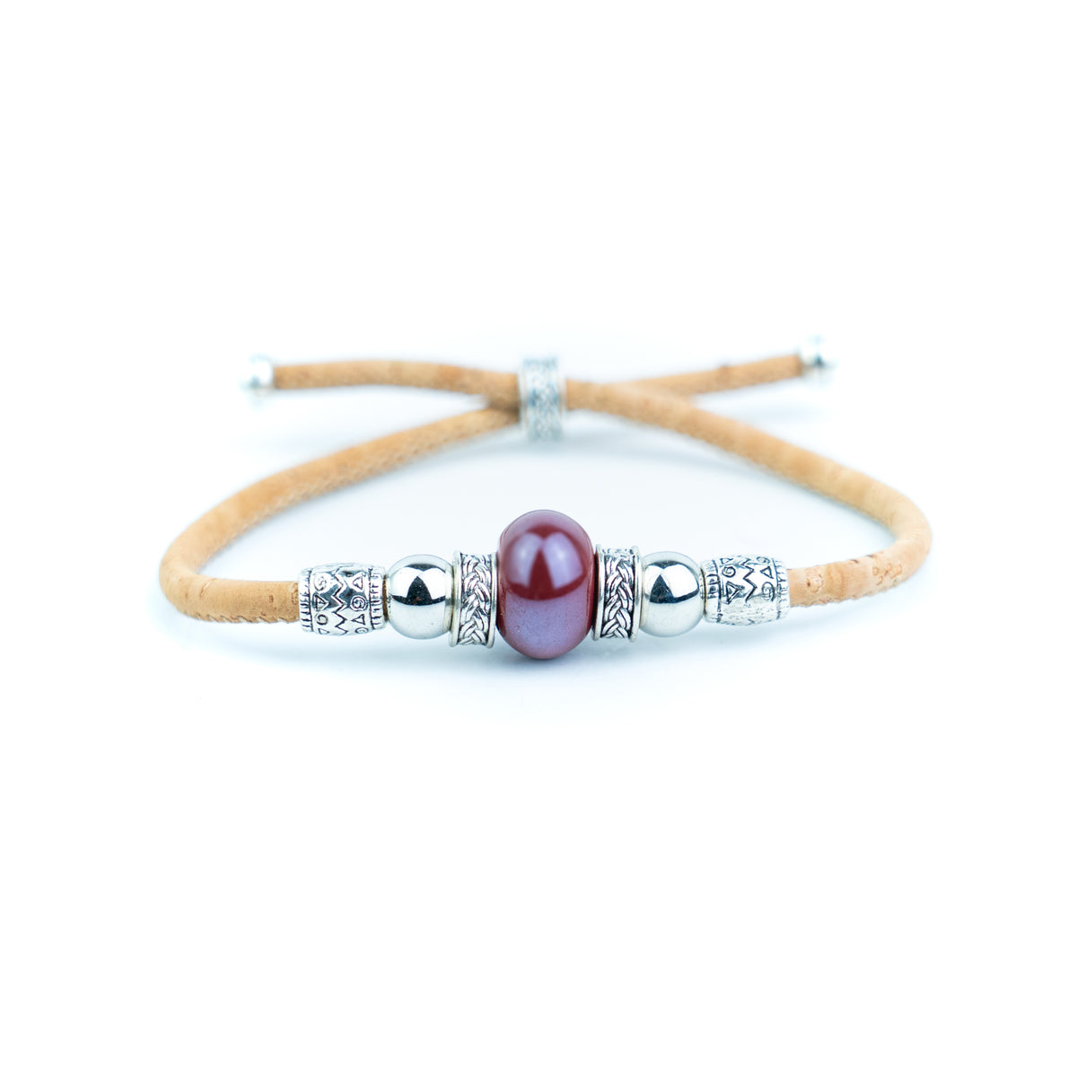 Portuguese Handmade Natural Cork Bracelet with Colorful Beads .BRW-024-MIX-10