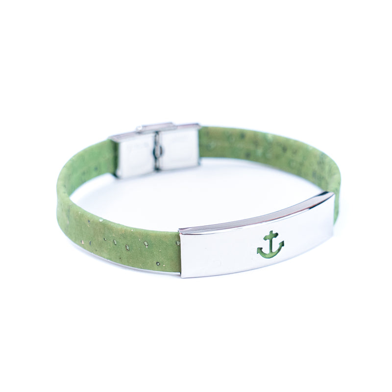 Handmade Unisex Bracelet – 10mm Flat Colored Cork Cord with Stainless Steel Hardware DBR-055-MIX-5