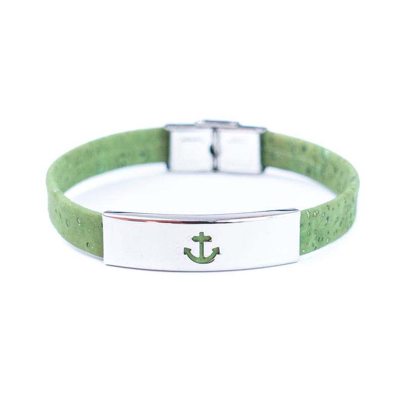 Handmade Unisex Bracelet – 10mm Flat Colored Cork Cord with Stainless Steel Hardware DBR-055-MIX-5