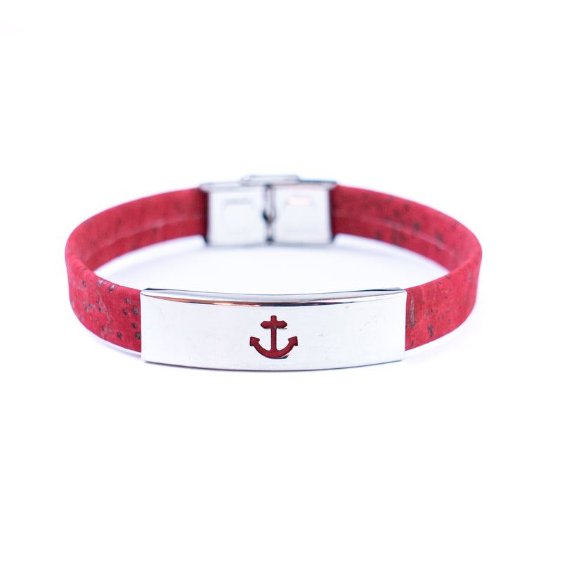 Handmade Unisex Bracelet – 10mm Flat Colored Cork Cord with Stainless Steel Hardware DBR-055-MIX-5