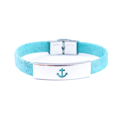 Handmade Unisex Bracelet – 10mm Flat Colored Cork Cord with Stainless Steel Hardware DBR-055-MIX-5