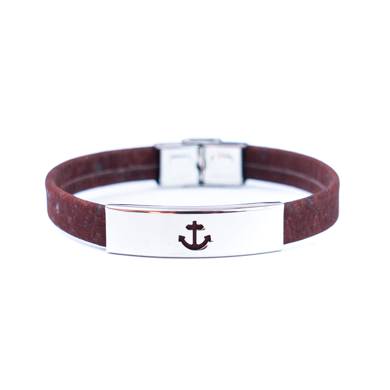 Handmade Unisex Bracelet – 10mm Flat Colored Cork Cord with Stainless Steel Hardware DBR-055-MIX-5