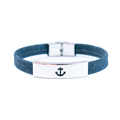 Handmade Unisex Bracelet – 10mm Flat Colored Cork Cord with Stainless Steel Hardware DBR-055-MIX-5