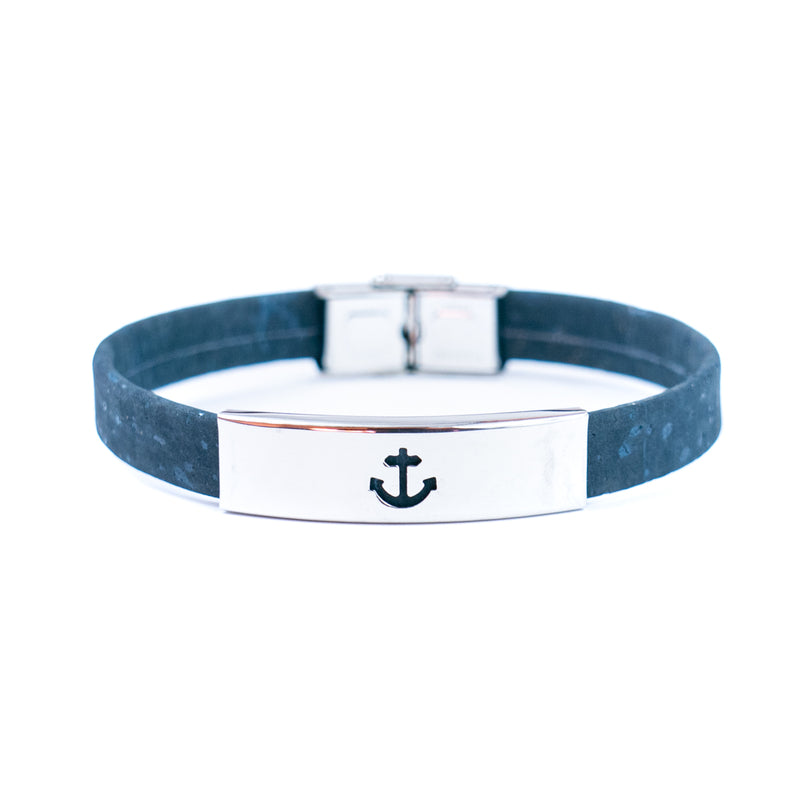Handmade Unisex Bracelet – 10mm Flat Colored Cork Cord with Stainless Steel Hardware DBR-055-MIX-5
