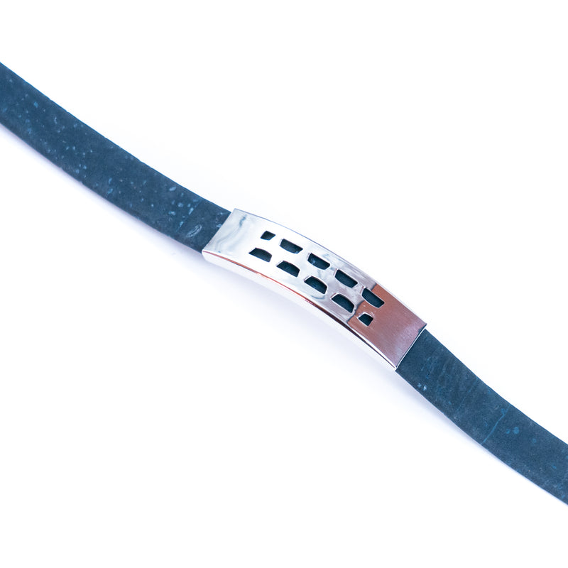 Handmade Unisex Bracelet – 10mm Flat Colored Cork Cord with Stainless Steel Hardware DBR-056-MIX-5