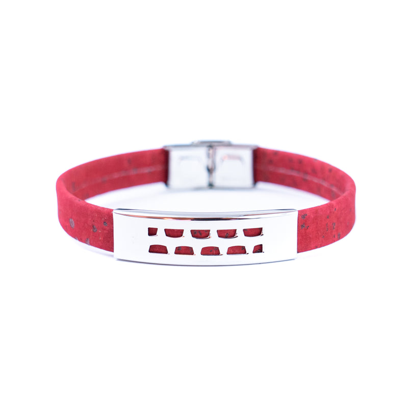 Handmade Unisex Bracelet – 10mm Flat Colored Cork Cord with Stainless Steel Hardware DBR-056-MIX-5