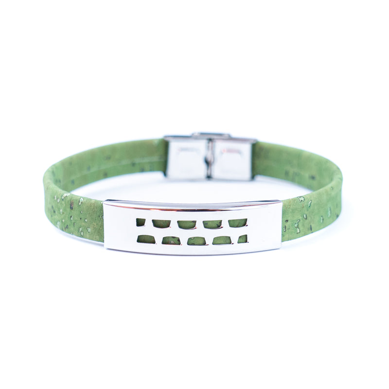Handmade Unisex Bracelet – 10mm Flat Colored Cork Cord with Stainless Steel Hardware DBR-056-MIX-5