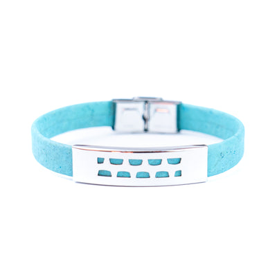 Handmade Unisex Bracelet – 10mm Flat Colored Cork Cord with Stainless Steel Hardware DBR-056-MIX-5