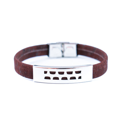 Handmade Unisex Bracelet – 10mm Flat Colored Cork Cord with Stainless Steel Hardware DBR-056-MIX-5