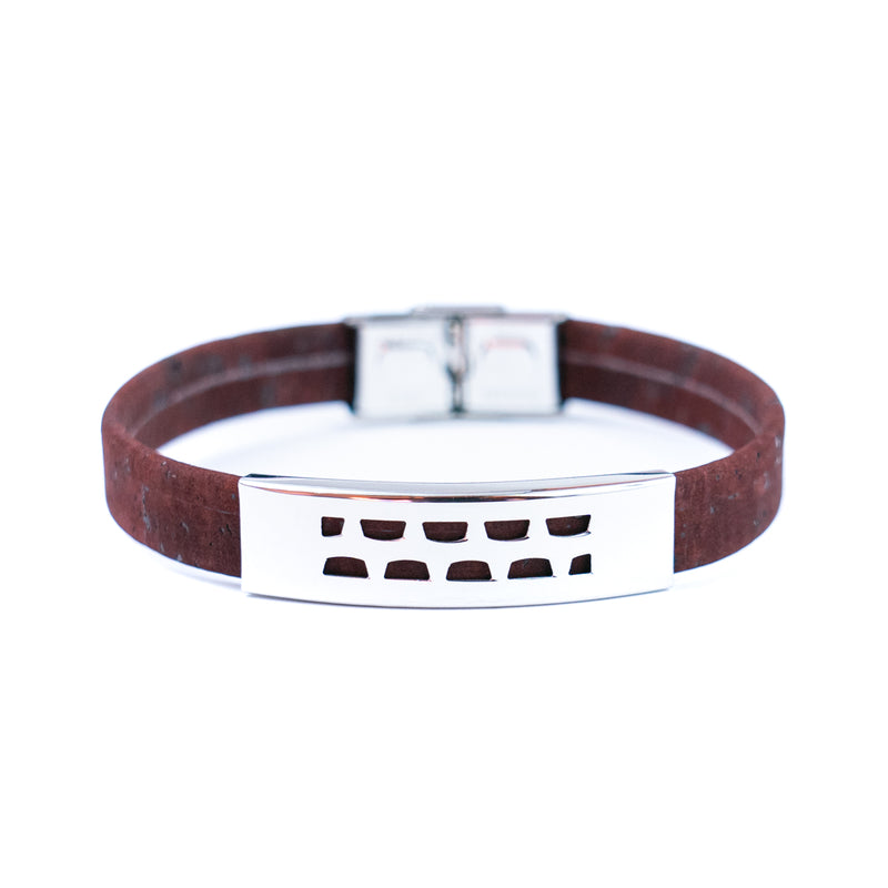 Handmade Unisex Bracelet – 10mm Flat Colored Cork Cord with Stainless Steel Hardware DBR-056-MIX-5