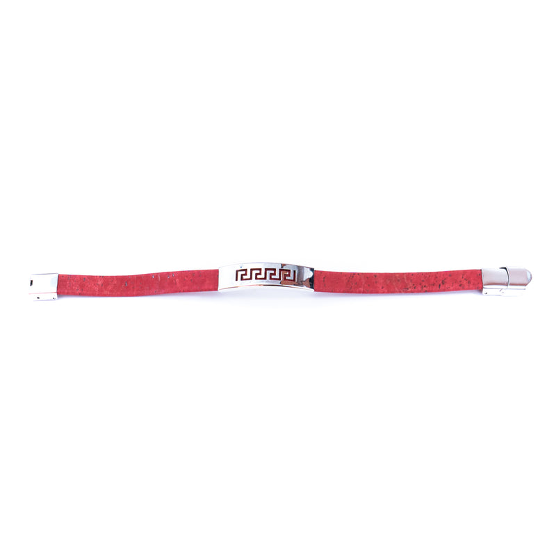 Handmade Unisex Bracelet – 10mm Flat Colored Cork Cord with Stainless Steel Hardware DBR-057-MIX-5