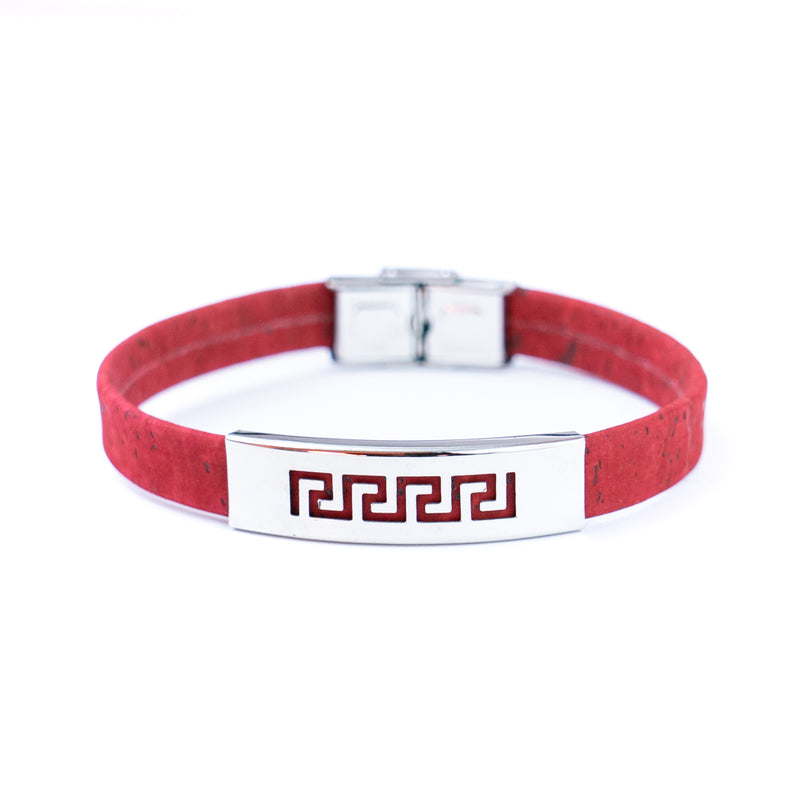 Handmade Unisex Bracelet – 10mm Flat Colored Cork Cord with Stainless Steel Hardware DBR-057-MIX-5