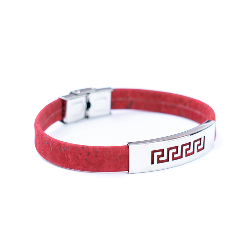 Handmade Unisex Bracelet – 10mm Flat Colored Cork Cord with Stainless Steel Hardware DBR-057-MIX-5