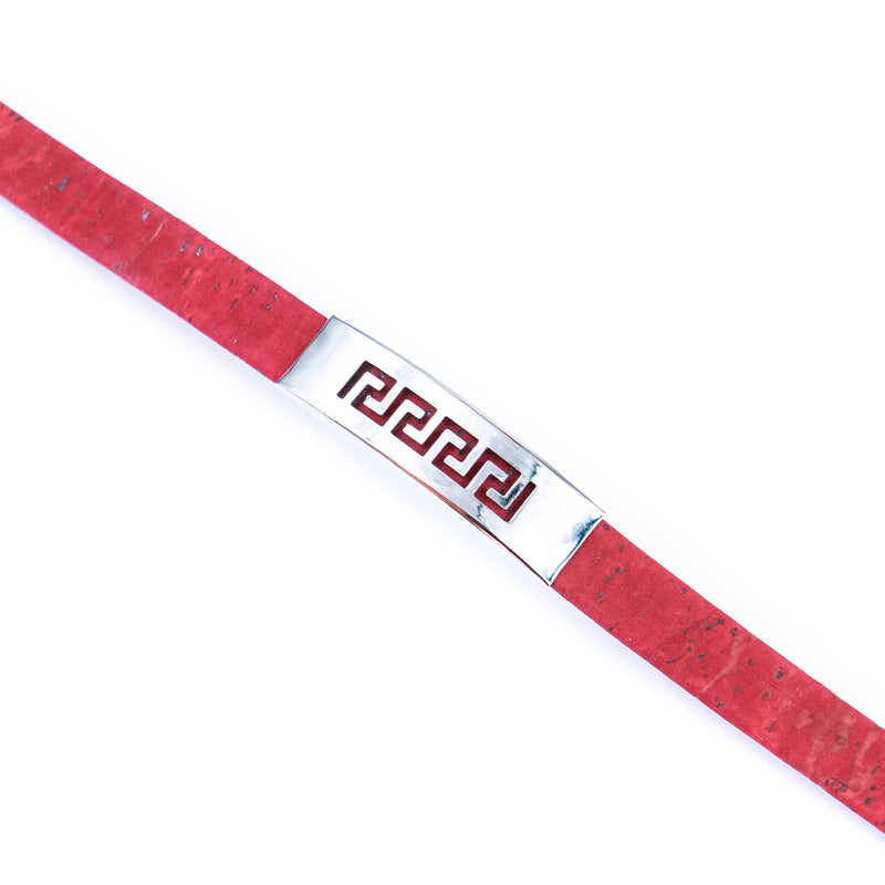 Handmade Unisex Bracelet – 10mm Flat Colored Cork Cord with Stainless Steel Hardware DBR-057-MIX-5