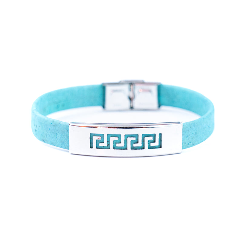 Handmade Unisex Bracelet – 10mm Flat Colored Cork Cord with Stainless Steel Hardware DBR-057-MIX-5