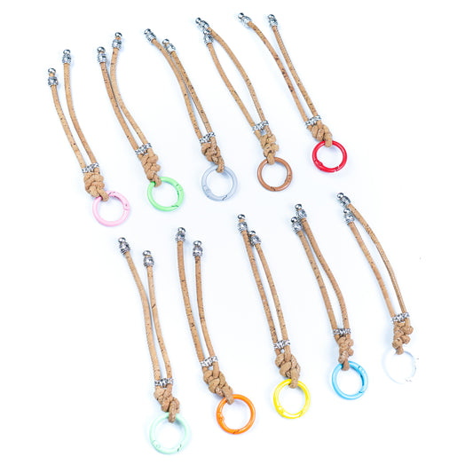 10 Colors of Natural Cork Keychains - Simple and Eco-friendly Design I-016-MIX-10