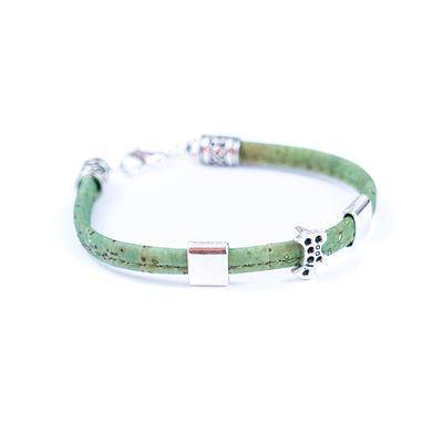5mm flat colored cork wire and alloy hardware puppy handmade women's bracelet DBR-058-MIX-5