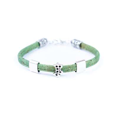 5mm flat colored cork wire and alloy hardware puppy handmade women's bracelet DBR-058-MIX-5