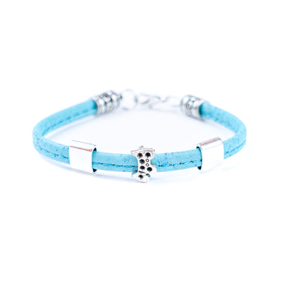 5mm flat colored cork wire and alloy hardware puppy handmade women's bracelet DBR-058-MIX-5