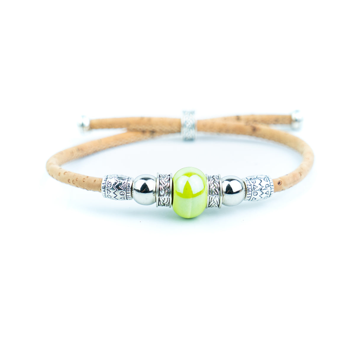 Portuguese Handmade Natural Cork Bracelet with Colorful Beads .BRW-024-MIX-10