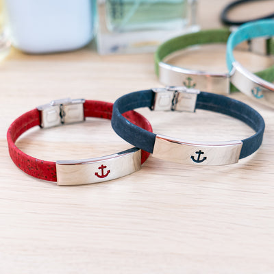 Handmade Unisex Bracelet – 10mm Flat Colored Cork Cord with Stainless Steel Hardware DBR-055-MIX-5
