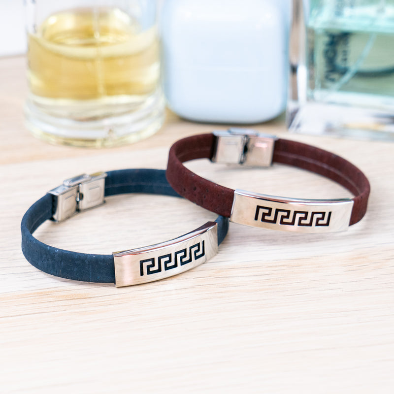 Handmade Unisex Bracelet – 10mm Flat Colored Cork Cord with Stainless Steel Hardware DBR-057-MIX-5