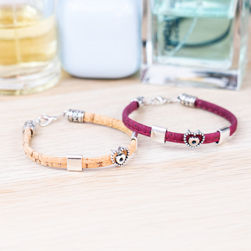 5mm flat Colored cork line and alloy hardware handmade women&