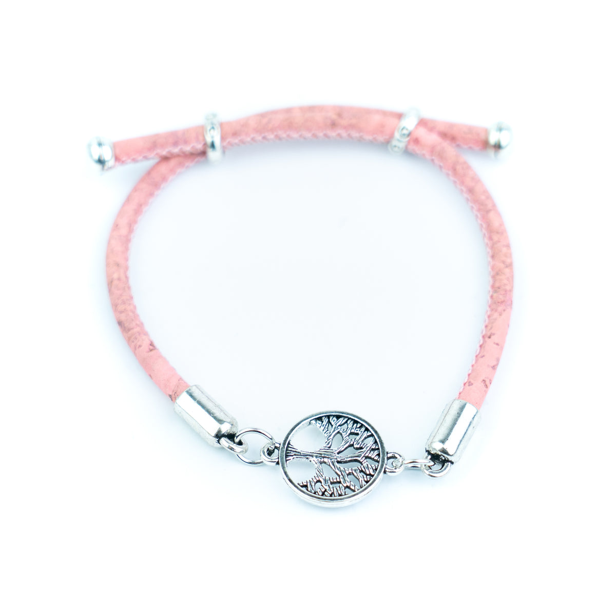 Handmade 3mm Cork Bracelet with Tree of Life – Mixed Colors, Pack of 10pcs-BR-221-MIX-10