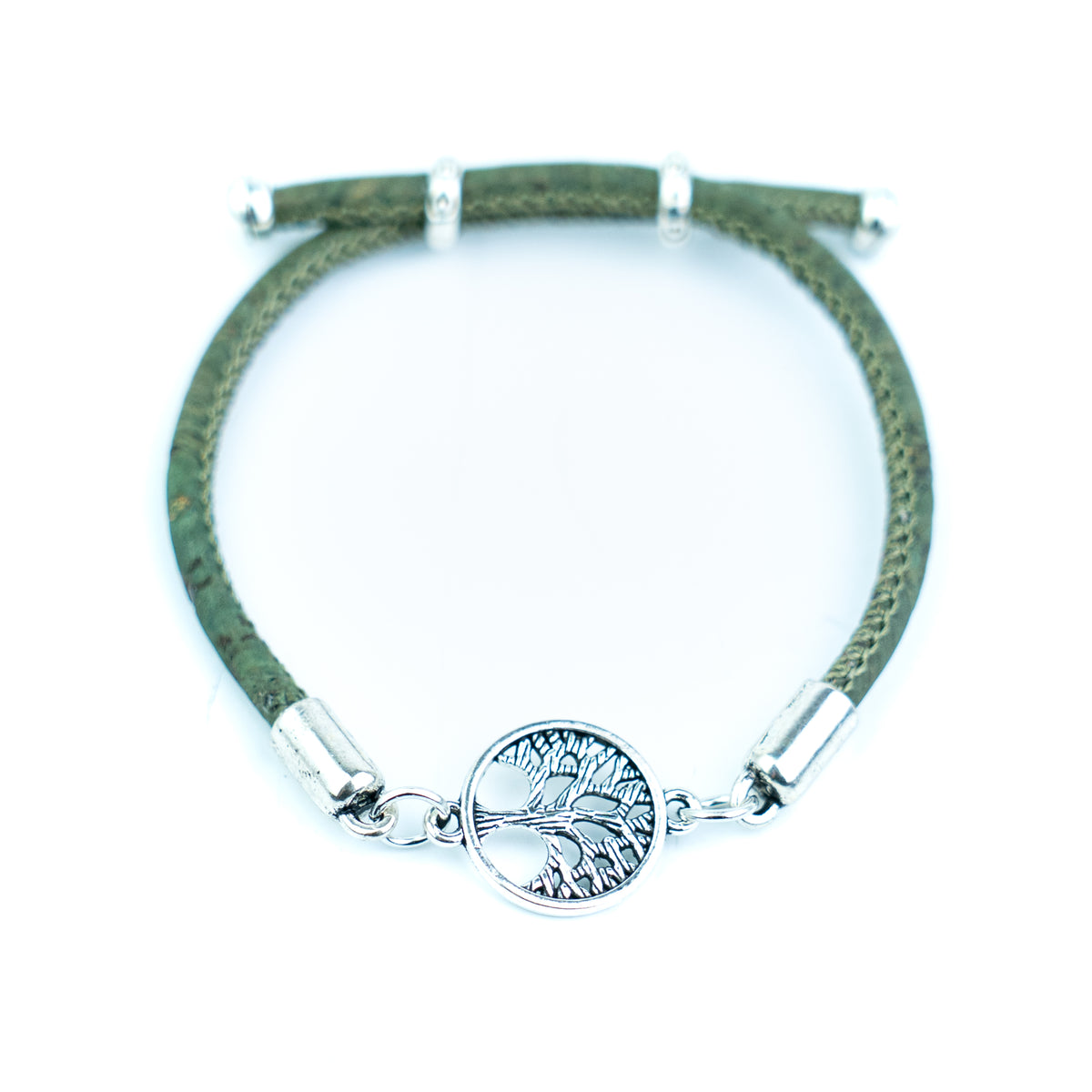 Handmade 3mm Cork Bracelet with Tree of Life – Mixed Colors, Pack of 10pcs-BR-221-MIX-10