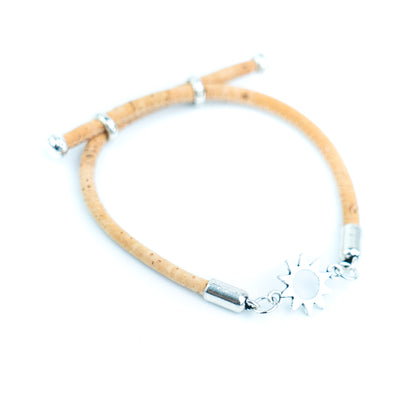 Handmade 3mm Cork Bracelet with sun – Mixed Colors, Pack of 10pcs-BR-301-MIX-10