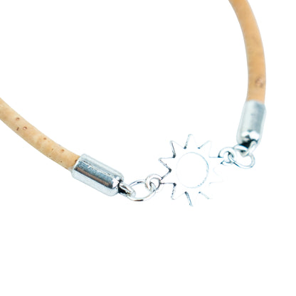 Handmade 3mm Cork Bracelet with sun – Mixed Colors, Pack of 10pcs-BR-301-MIX-10