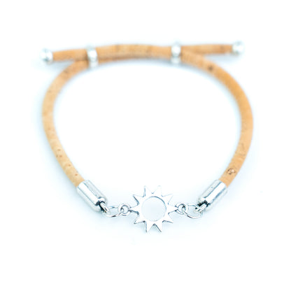 Handmade 3mm Cork Bracelet with sun – Mixed Colors, Pack of 10pcs-BR-301-MIX-10