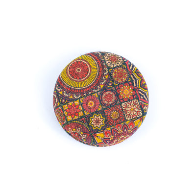 Round Cork Compact Mirror with Floral DesignL-1024A-MIX-10 (10units)