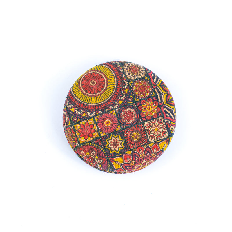 Round Cork Compact Mirror with Floral DesignL-1024A-MIX-10 (10units)