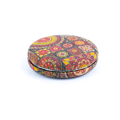 Round Cork Compact Mirror with Floral DesignL-1024A-MIX-10 (10units)