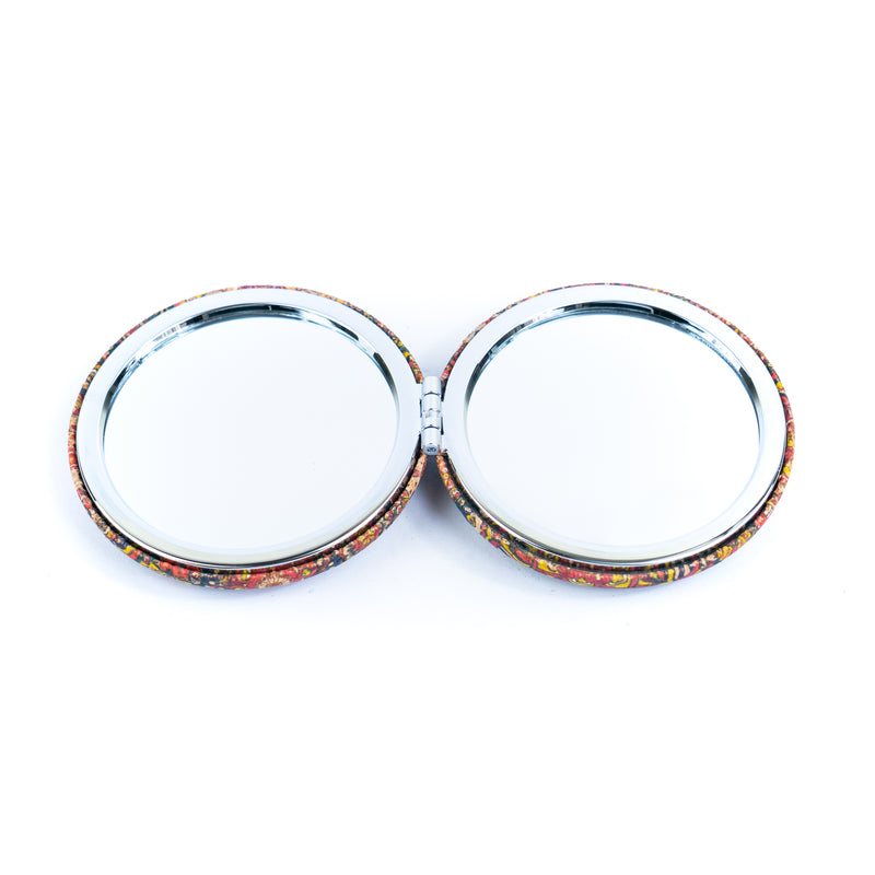 Round Cork Compact Mirror with Floral DesignL-1024A-MIX-10 (10units)