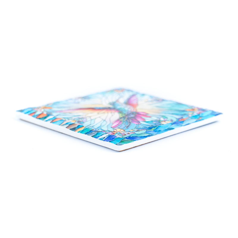 Embossed Ceramic Tile Coasters with Cork Backing L-1135-12（12units）