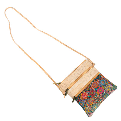 Cork Women's Double Zip Flower print Crossbody Bag BAGP-294