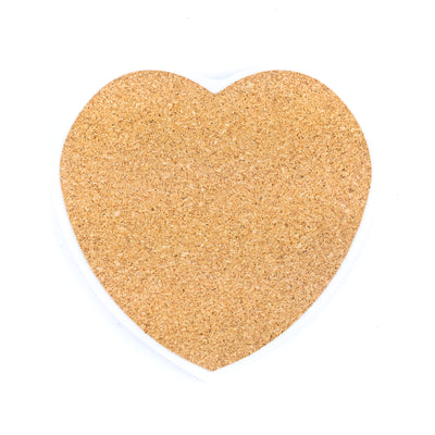 Heart-Shaped Ceramic Coasters with Cork Backing L-1137-12