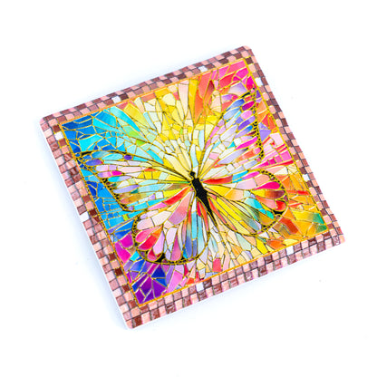 Embossed Ceramic Tile Coasters with Cork Backing – Butterfly Design L-1136-12 (12units)