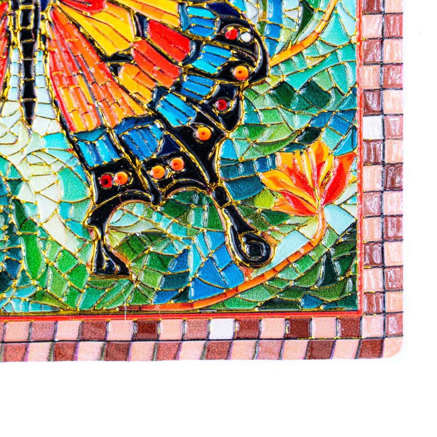 Embossed Ceramic Tile Coasters with Cork Backing – Butterfly Design L-1136-12 (12units)