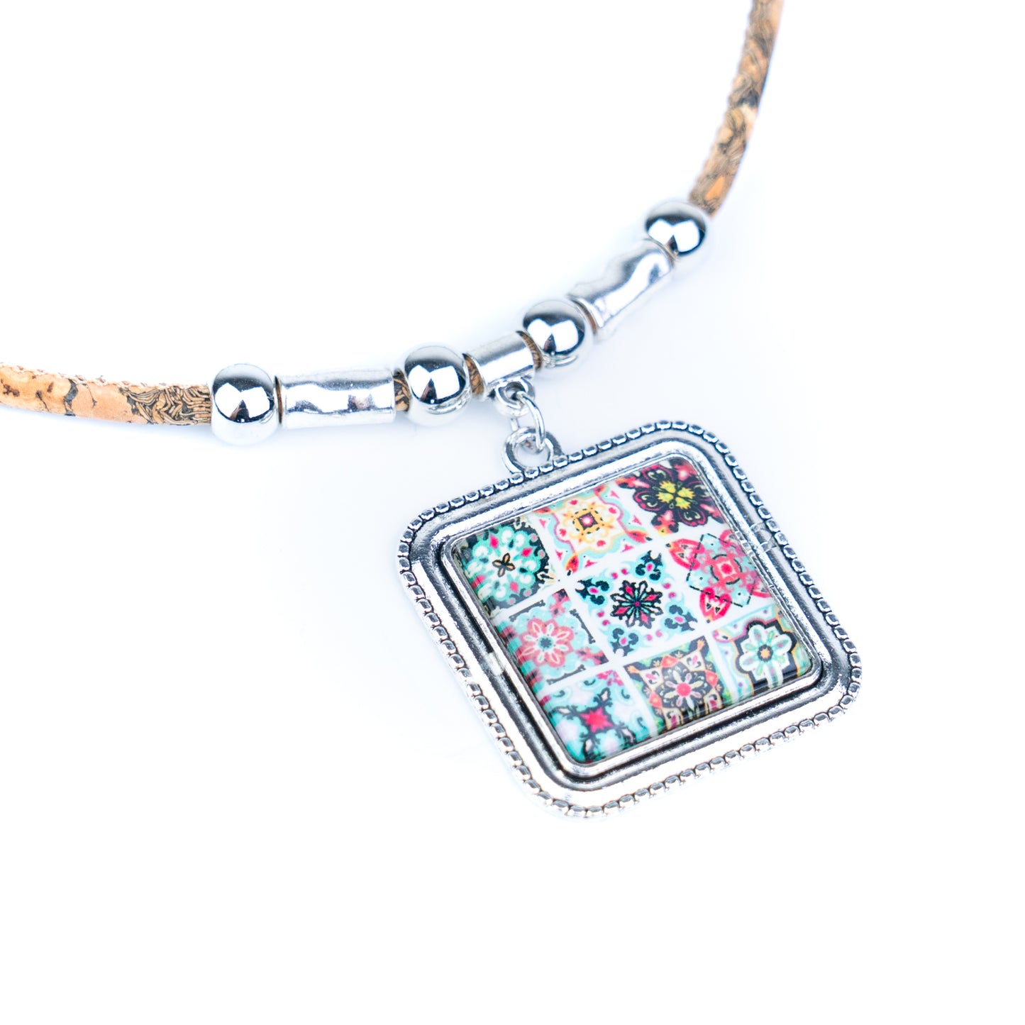 Portuguese Cork Necklace · Azulejos Tile Art Design N-175-MIX-5